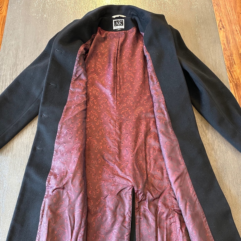 Anne Klein black wool overcoat